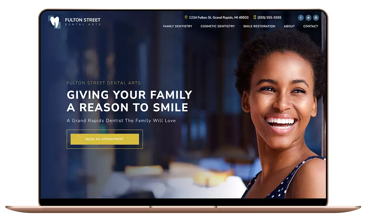 Fulton Street Dental Website Template on Laptop