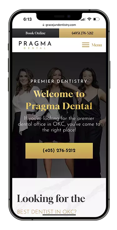 Pragma Dental Website Design on iPhone